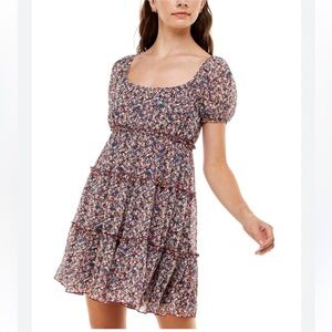 TRIXXI SCOOP NECK MINI TIERED DRESS